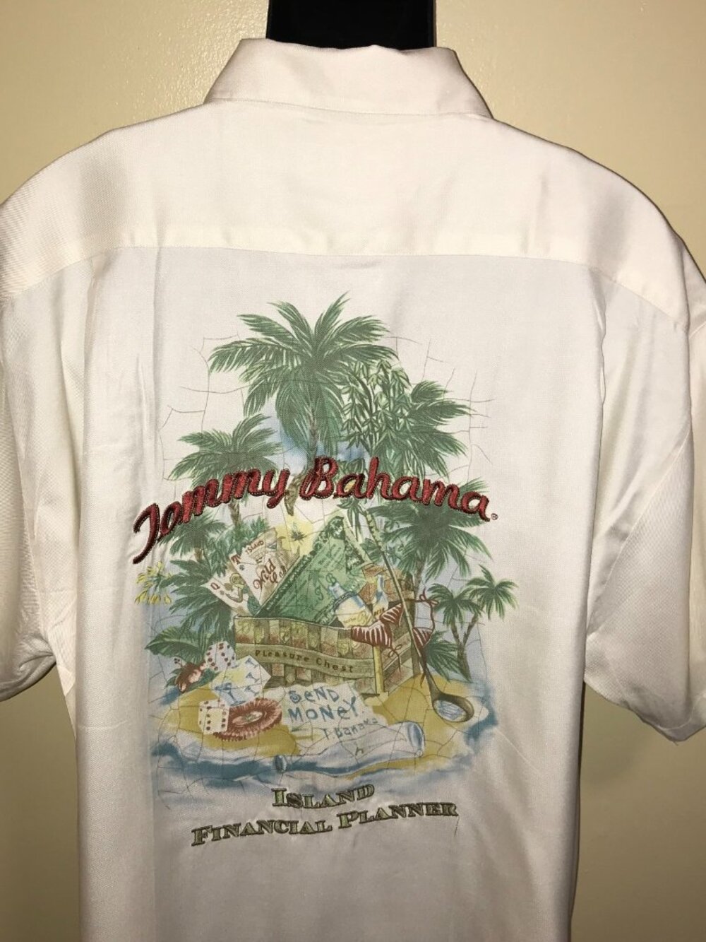 Men's Tommy Bahama Embroidered Island Financial Button Up Shirt-Size: 2XL